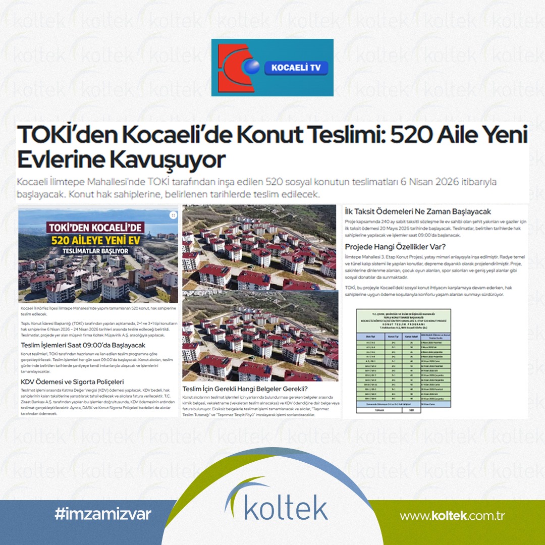 TOKİ Kocaeli 520 Konut Teslimi